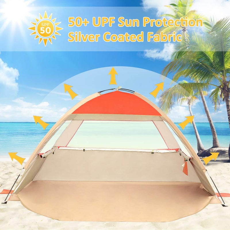 Gorich Beach Tent Sun Shelter for 3/4-5/6-7/8-10 Person with UPF 50ï¼‹ UV Protection, Lightweight & Easy Setup Beach Shade Canopy, Portable Beach Shade Tent Beach Cabana - Image 2